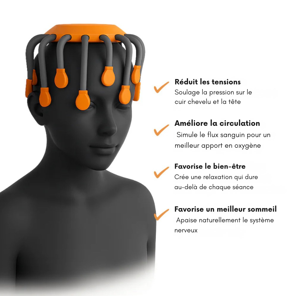 Masseur de tête RelaxPro™ | Soulage la migraine , le stress & favorise le sommeil